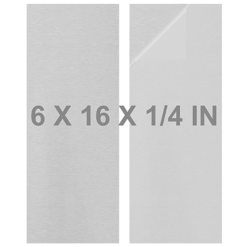 2Pack 6061 T651 Aluminum Sheet Metal 6 x 16 x 1/4 (6MM) Inch Thick Flat Plain Aluminum Plate Covered with Protective Film, Heat Treatable Rectangle 6MM Aluminum Metal Plate for Industrial