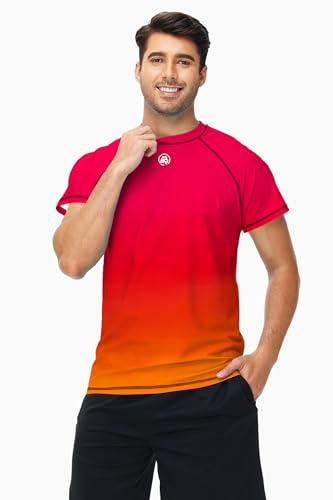 Image of AOBUTE Mens Swim Shirts Short Sleeve UPF 50+ Sun Shirt Quick Dry Rash Guard Fishing Swimming Shirt