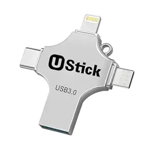 Ustick 2 TB 4 in 1 Pen Drive with Micro USB, USB A, Type-C for iOS & Android Compatible with iPhone, iPad, Android, PC and More Devices
