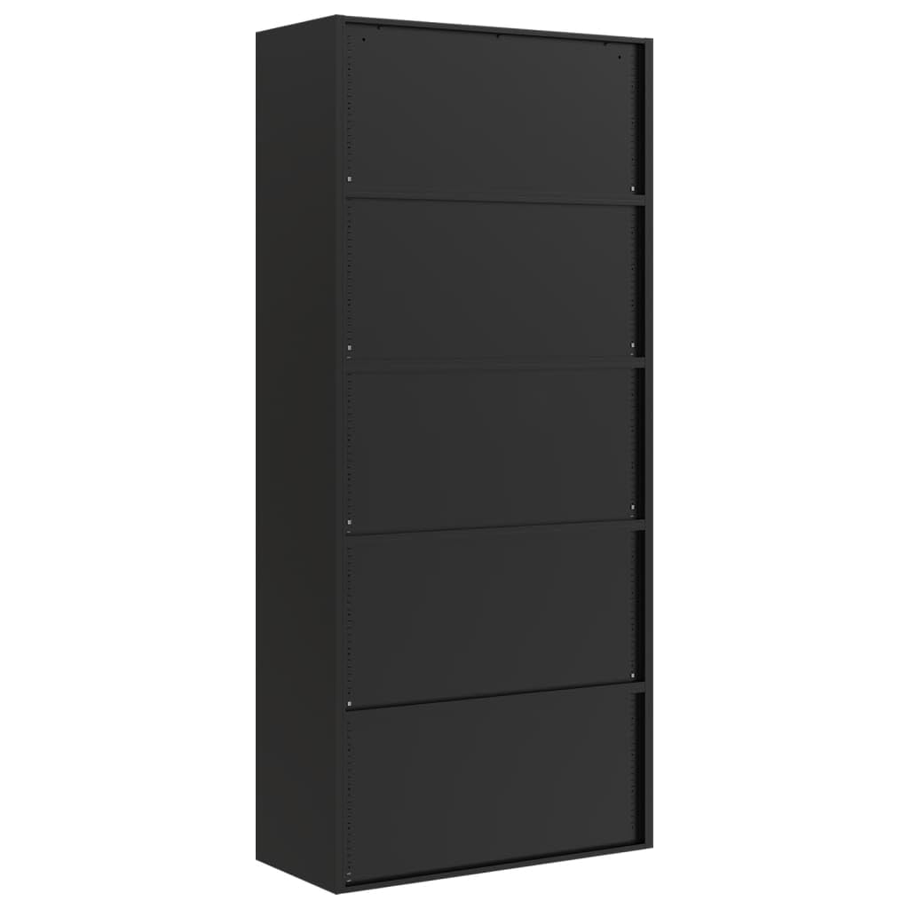 Armadio Classificatore per Ufficio in Acciaio Nero con 4 Ripiani Regolabili e Serratura 90x40x240 cm per Documenti e Oggetti Salvaspazio