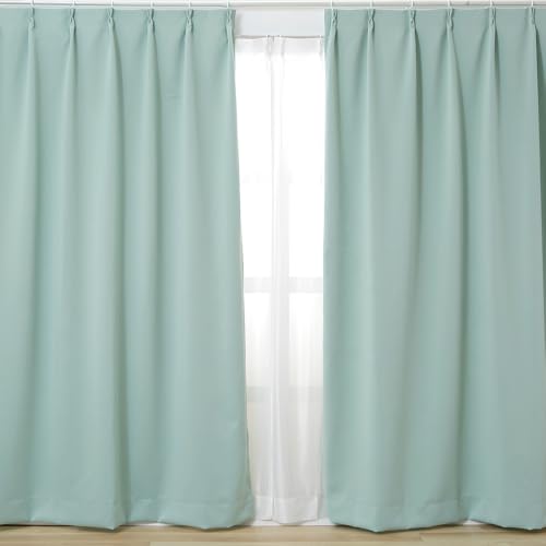 アイリスプラザ(IRIS PLAZA) カーテン 1級遮光 丈135cm 2枚組 UVカット率85% 【節電/省エネ】 洗濯機対応 リビング・寝室用 幅100cm×丈135cm 2枚セット ミントグリーンのサムネイル