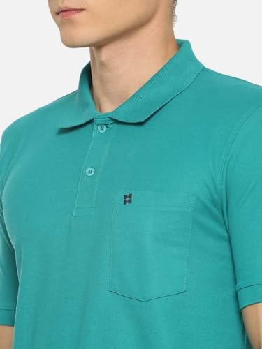 Image of Dollar Men's Pack of 1 Solid Cotton Blend Polo Neck T-Shirt