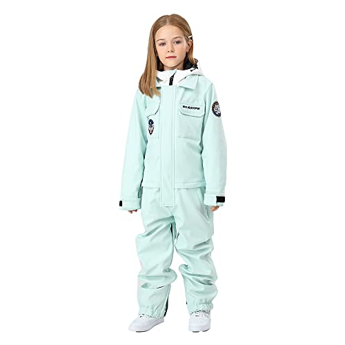 Image of HOTIAN Kids One Piece Snowsuits Girls Ski Suits Overalls Waterproof Insulated Snow Wear Outfits Snowboarding Jackets