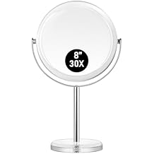 MIYADIVA Makeup Mirror, 30X Magnifying Mirror for Desk, 1X/30X Table Mirror with Stand, Double-Sided Vanity Mirror, Travel Makeup Mirror with Magnification, Desk Mirrors for Home and Office 8 in