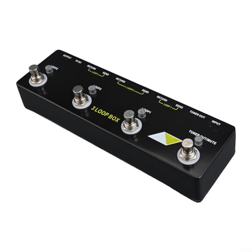 SiSinkal Pedal Looper de guitarra con función True Bypass y Tuner Mute, caja de 3 bucles para pedal de efectos compatible con MOaudio, carcasa de metal, 230 x 70 x 36 mm