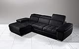 3 places. Dafne Italian Design Canapé d\'angle 3 places avec méridienne à gauche. Similicuir noir (cm. 265 x 182 x 97 (H) cm.