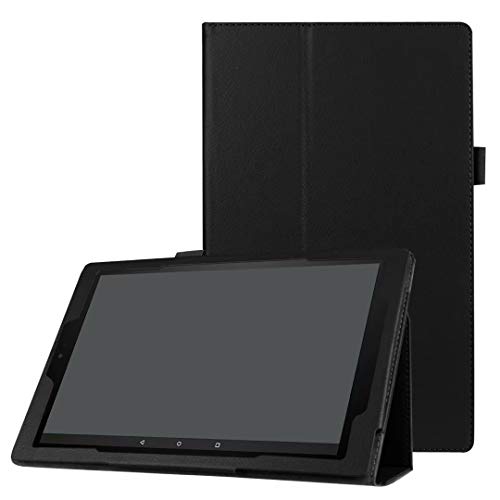 for Amazon All-New Kindle Fire HD10 7th 9th Generation Smart Cover, Ultra Slim Folio Stand Auto Sleep/Wake Up Leather Case for All New Fire HD 10 (2017 2019 Release) 10.1 inch (Black)
