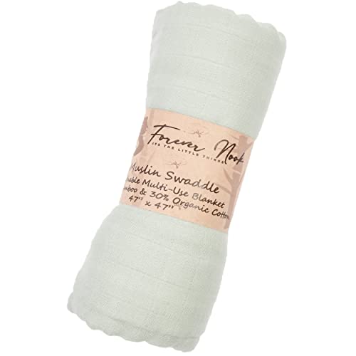 Image of Soft & Breathable Muslin Swaddle Blankets for Toddlers, Infants, Boys & Girls - 70% Viscose Made from Bamboo, 30% Cotton - 47x47 Inches - Hypoallergenic & Breathable - Imported - Perfect Mint