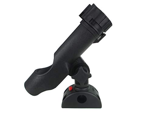 Pactrade Angelrutenhalter für Boote und Pontoon, verstellbar, 3,8 cm quadratisch, 2,2 cm - 2,5 cm, runde Schiene, 180 Grad Cover