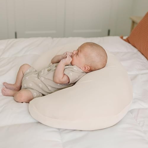 Image of Konssy 2 Pack Nursing Pillow Covers, Stretchy and Soft Nursing Cover for Breastfeeding, Pillow Slipcover for Baby Girls Boys Newborn (Beige, Blossom)