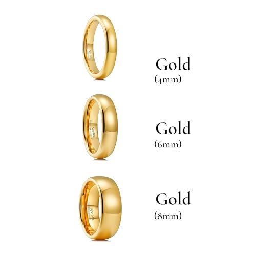 Image of King Will Men's Women's Tungsten Carbide Ring 24k Gold Plated Rose Gold Plated Domed Polished Finish Wedding Band