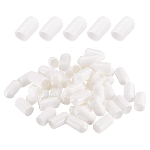 DMiotech 50 Pack 5/16" ID White Screw Thread Protectors Rubber End Caps Bolt Covers for Screw Bolt Furniture Pipe