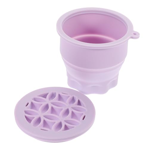Ipetboom Rejilla De Secado De Taza Retráctil De Silicona Champú Para Brochas De Maquillaje Bigudí Herramientas De Maquillaje Con Soporte Tanque Spray Fijador Tinte Púrpura Gel De Sílice