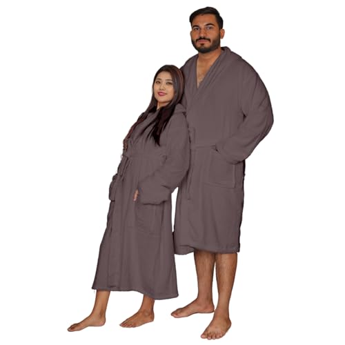 NFK TEXTILE Bata de baño 100% algodón egipcio, suave toalla de rizo de lujo, unisex, con capucha, extra absorbente, calidad de hotel, 650 g/m², albornoces acogedores, gris oscuro, L