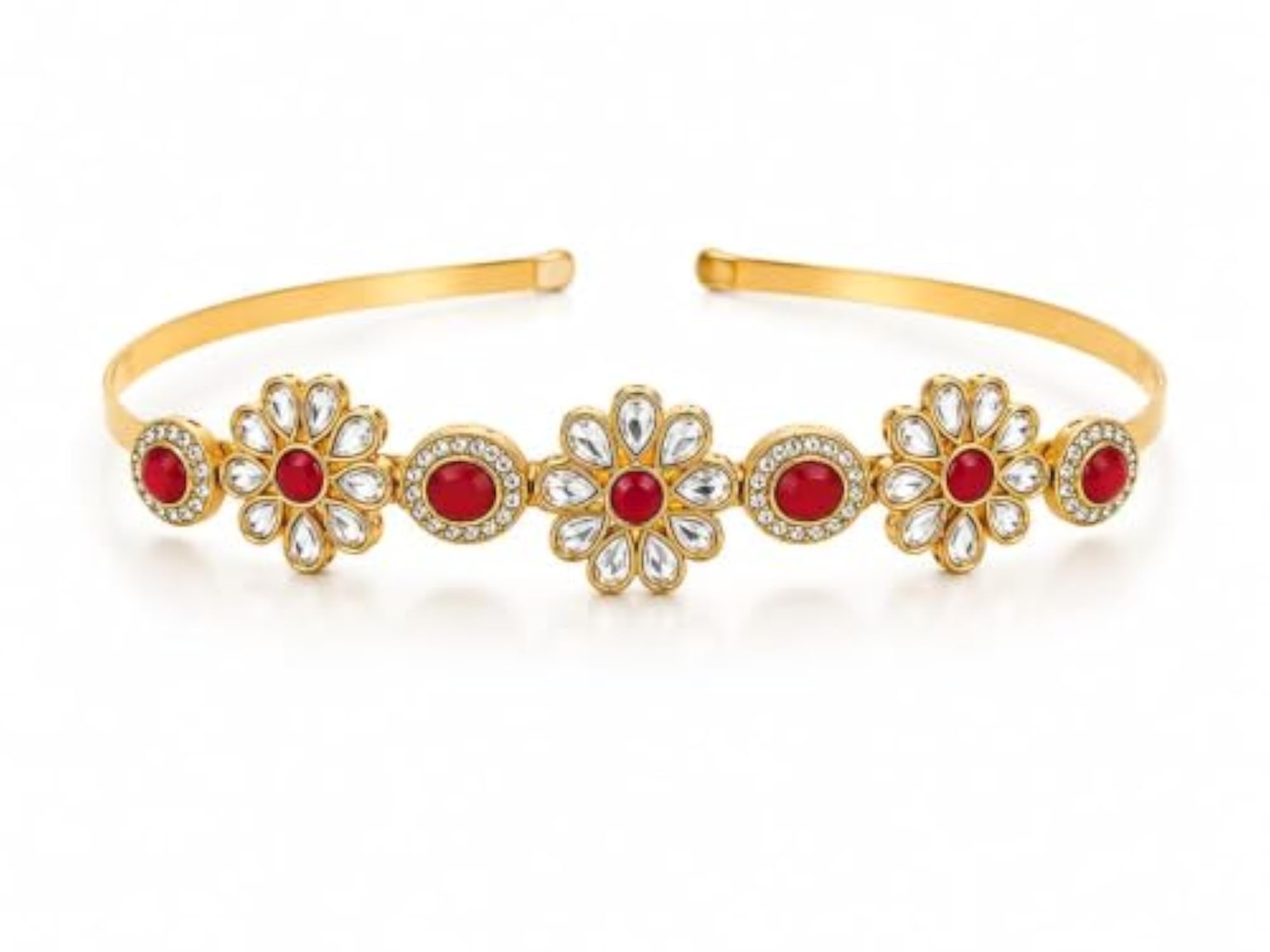 Kundan Rakhi Combo with Hair Band, Ring & Bracelet