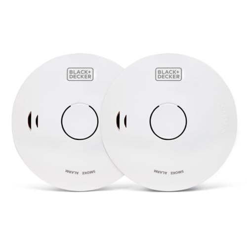 BLACK+DECKER Smoke Alarm 2 Pack. 10 Year Lithium Battery Included Smoke Alarm for Home. Easy To Install Optical Smoke Detector Fire Alarm. With Test/Silence Button. White.