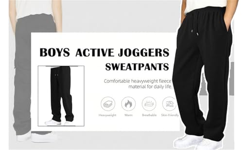 Boy's Baggy Sweatpants Straight Straight Leg Open Bottom Sweatpants with Pockets Teens Loose Fit Elastic Waist Sweat Pants2