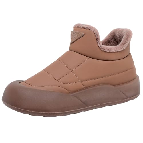 Generisch Botas de invierno con forro cálido para mujer, botas de nieve cómodas, cómodas y suaves, de piel, antideslizantes, elegantes, clásicas, para exteriores, para nieve, caqui, 36 EU