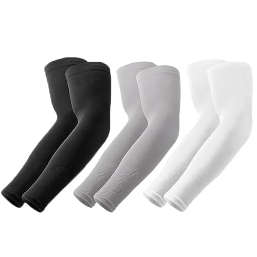 Aquecedores de braços, 3 pares de aquecedores de braços para homens e mulheres, mangas de braço para o sol, proteção UV vidrado, atividades ao ar livre para conduzir, multicolor