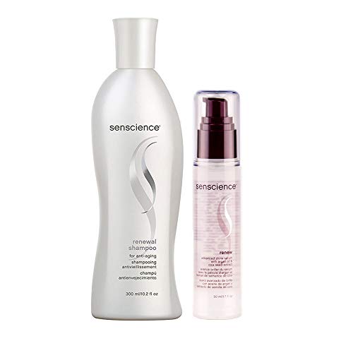 Senscience Renewal Shampoo For Anti-Aging 10.2 Oz & Renew Advanced Shine Serum 1.7 Oz