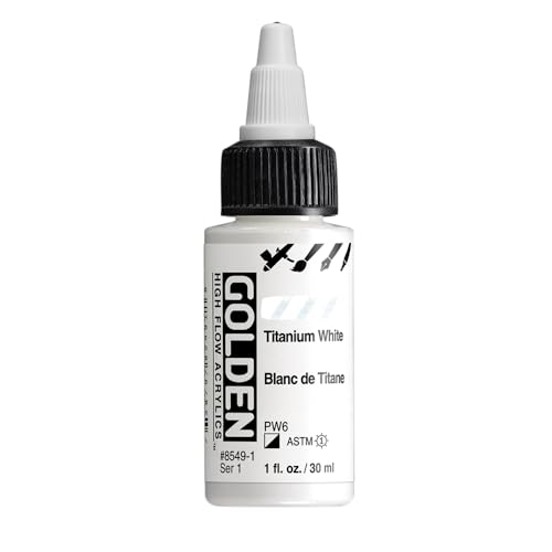 GOLDEN High Flow Acrylics Titanium White 1 fl. oz. Bottle Professional Acrylic Paint Semi-Opaque