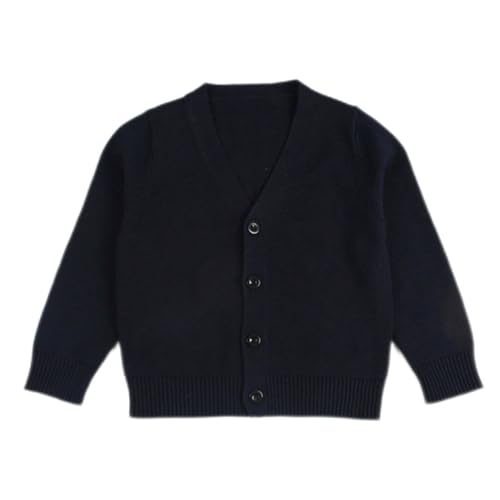 Image of HAOLUKI Baby Boys Girls Button Closure Cardigan Toddler Cotton Knit Sweater Solid Color V-Neck Cardigan School Uniforms