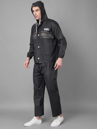 Image of Dollar Rainguard Men's PVC Full Sleeve Solid Raincoat Set With Adjustable Hood and Pocket