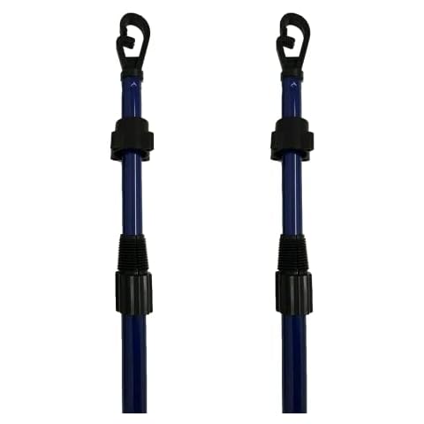 U.saf 2 x 2.4M Heavy Duty Extendable Washing Line Prop Pole Telescopic Clothes Line Prop For Washing Line Laundry Support Poles With Easy Twist & Lock Operation. (2) Cover