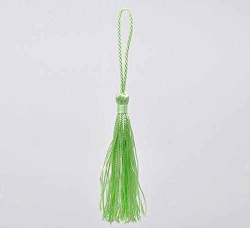 100 x Light Green Silky 13.5cm Crafts Making Tassels - Bookmarks, Scrapbooking and Cardmaking — image 1