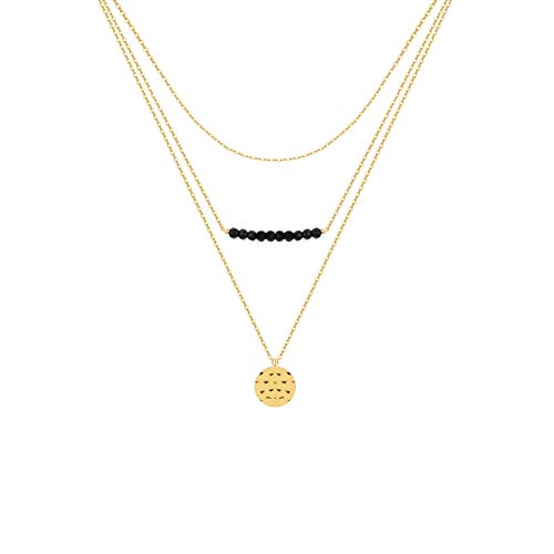 S.j Jewelry Women Simple Delicate Full Moon 14K Gold Plated/Rose Gold/Silver Plated Layered Pendant Handmade Star Chokers Necklaces-Nk-Black 3Layered #TOP1