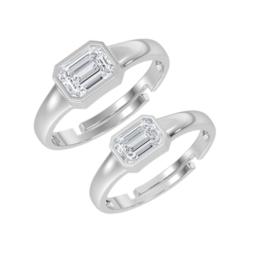 Image of Clara 925 Sterling Silver Adjustable Couple Ring for Men & Women