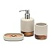Creativefine Modern Badezimmer-Zubehör-Set aus Holz, Badaccessoires-Set, 3-teiliges Bad Set aus Seifenspender, Seifenschale u. Zahnbürstenhalter