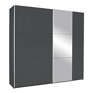 Rauch Möbel Kronach Schrank Schwebetürenschrank, 2-türig, Grau Metallic mit 1 Spiegel, inkl. Zubehörpaket Basic 2…