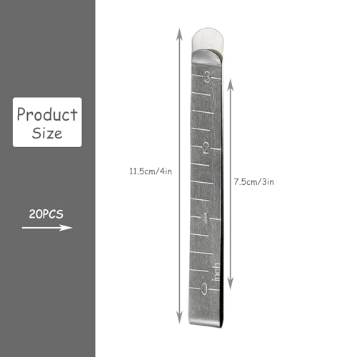 Rumyve Rumyve20 pcs Sewing Clip Stainless Steel,3-Inch Measuring Ruler Quilting Supplies,Stitching and Marking Accessories - Image 2
