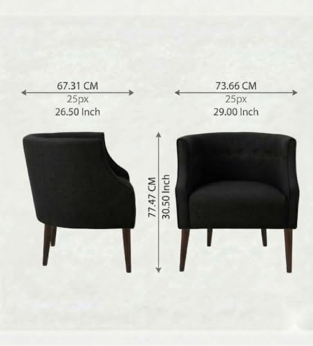 Image of Velum 3 Seater Sofa for Living Room & Office | Premium Fabric Upholstery | Solid Wood Frame | Comfortable Seating | 3 Years Warranty (Black, Chair)