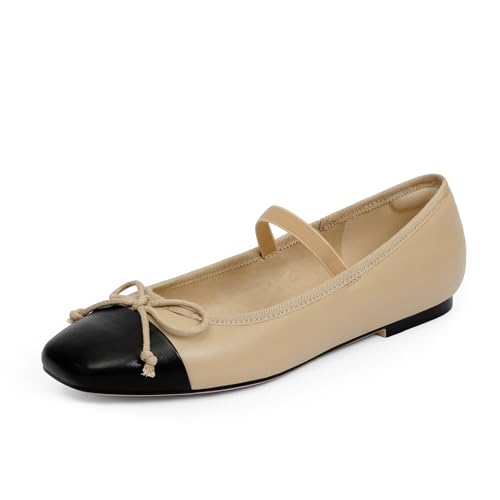 Image of Modatope Womens Flats Ballet Ballerina Flats for Women | Bow Bowknot Square Toe Slip on Flats, Dressy Comfort Ballet Shoes for Work, Driving, School, Travel & Daily Outings