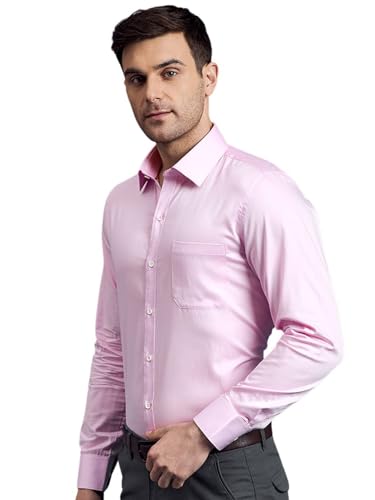 Image of LOUIS STITCH Men's Solid Regular Fit Shirt (LS-ST-BS332-S1-PKCF-42-900 BS332 Pink