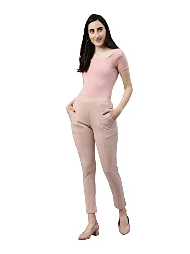 Image of GO COLORS Viscose Stretch Blend Ponte Pants Full Length for Women| Breathable, Mid Rise