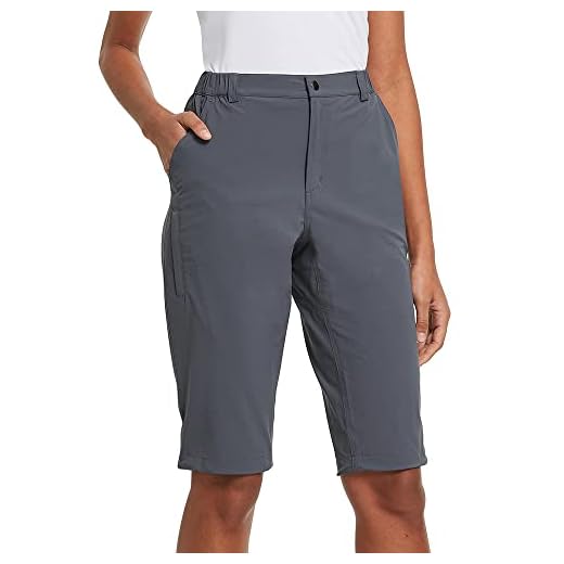 BALEAF Women's Quick Dry Stretch Hiking Camping Cargo Shorts Lightweight Water Resistant Summer Nylon Active Travel Grey Size XL