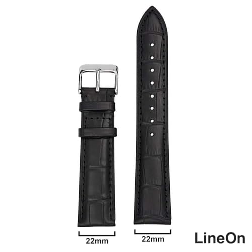 Image of Lineon 22mm Half Padded Leather Mens Watch Strap For Branded Watches Compitable with Titan, Timex, Casio, Sonata, Tool and Pins Include