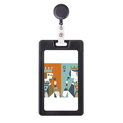 Porte-badge rétractable avec motif K Q cartes à jouer solide pour éviter les pertes