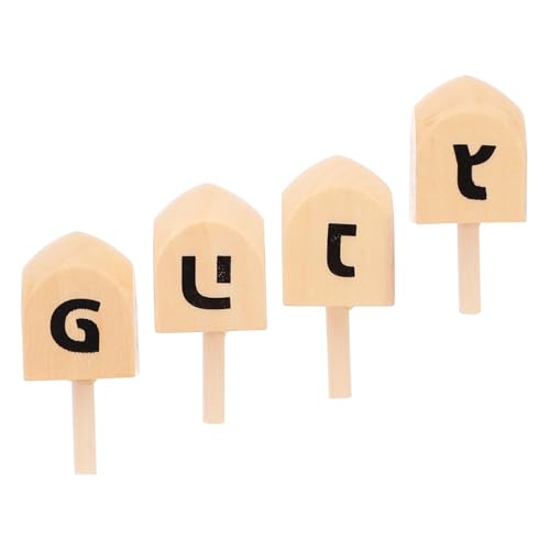 Amosfun 4piezas Peonza De Madera Sin Pintar para Hanukkah Dreidels De Madera para Manualidades Decoración Juguete De Fiesta De Hanukkah Recuerdo De Fiesta Tradicional Judío