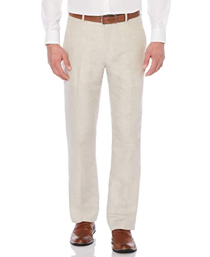 Perry Ellis Men's Suit Pant, Natural Linen Herringbone, 40W x 30L