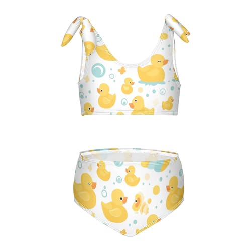 Cute Yellow Rubber Ducks Ducklings Soap Girls Two Piece Kids Bikini Set Quick-Dry Swimsuit Swimming Suits Cute Shoulder