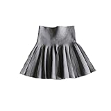 Girls High Waisted A-Line Skirt Stretchy Knitted Cute Flared Pleated Skater Uniform Skirts for 3-13 Years