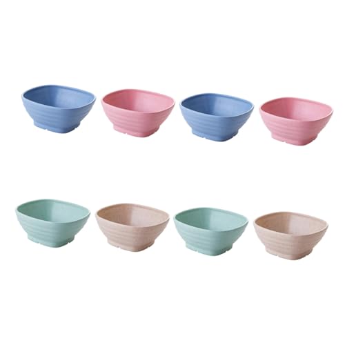 AUTSUPPL 8Pcs Square Wheat Straw Bowls Food Grade Dinnerware for Soup Salad Noodles Lightweight Breaking Easy to Clean for Home Camping and Parties