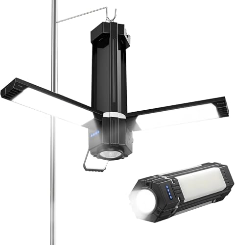 SIGRILL Solar Campinglampe, 3600mAh ultrahelle 7 Modus Taschenlampe, IP65 wasserdichte Solarlampe, zusammenklappbar und per USB aufladbar für Innen-...