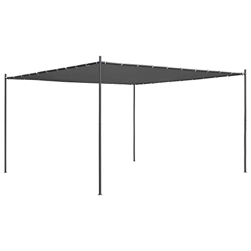 vidaXL Cenador con Tejado Plano Exterior Gazebo Toldo Playa Jardín Parasol Patio Cubre Impermeable Tienda Aire Libre Camping Pabellón Gris Antracita