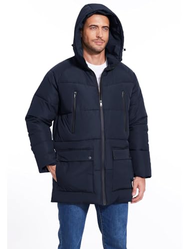 Mens Winter Coats Water-Repellent Windproof Thicken Parkas Long Hooded Padded Puffer Jacket with Pockets2