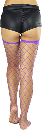 Image of ToBeInStyle Women's Vibrant Large Net Fishnet Thigh High Elastic Nylon Novelty Stockings